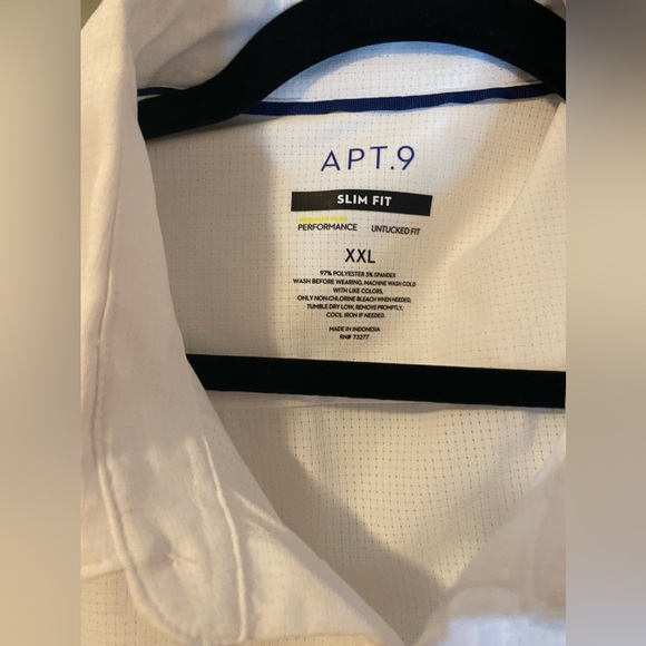 Mens XXL APT 9 Slim Fit White Performance Shirt - Picture 2 of 9